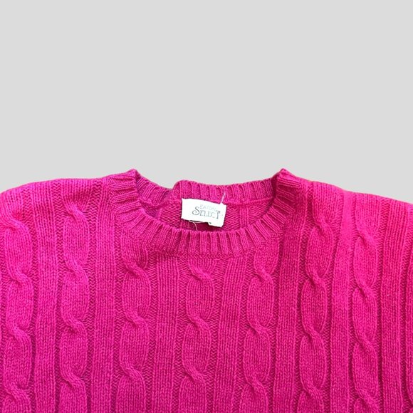 Vintage 1980s Eaton Select Pink Cable Knit Wool Sweater, size L - Picture 2 of 3